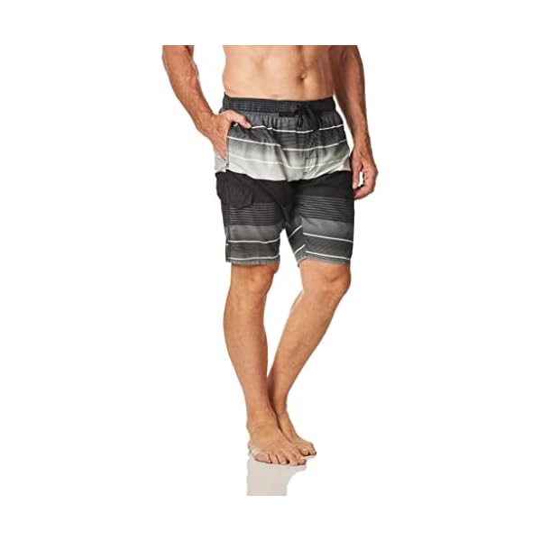 Kanu Surf Men's Echelon Stripe Quick Dry Beach Board Shorts Swim Trunk, Black, Large - Image 4