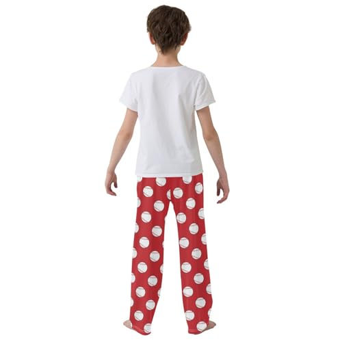 ZZXXB Funny Baseball Pattern Boys Long Pants Soft Trousers Elastic Waist Kids Lounge Bottoms with Pockets S-XL3