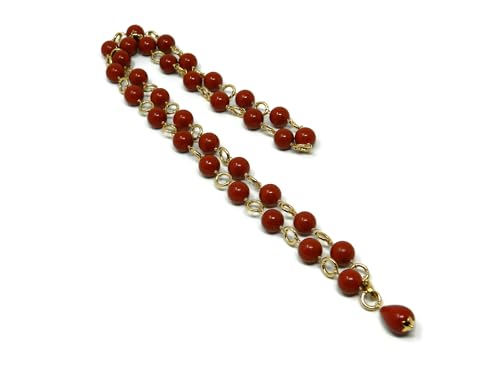 Collier long corail rouge femme sautoir italien 92 cm avec goutte pendante