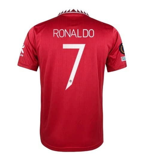 Man Uni Home Football Jersey 2022-23 with Ronaldo 7 Printed for Men Women Boys