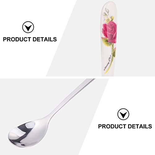 4 colheres de aço inoxidável com cabo de cerâmica talheres de cerâmica