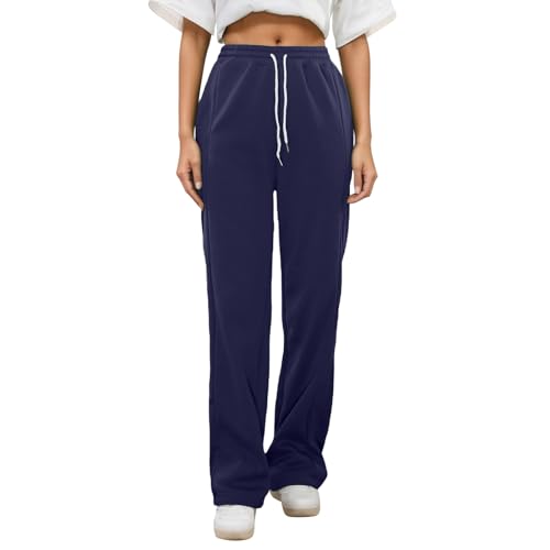 Baggy Sweatpants for Teen Girls Drawstring Elastic Waist Straight Leg Joggers Soft Comfy Plain Trousers with Pocket4