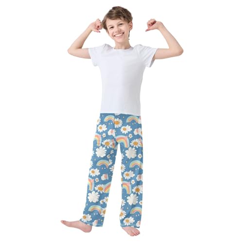 Pajama Bottoms, Pajamas Long Pant Daisy Flowers Rainbow Lounge Wear Casual Sleep Pants Soft Pjs Sleepwear2