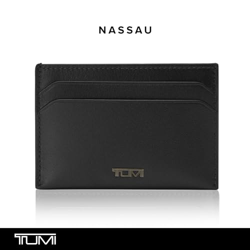 Image of Tumi Card Case, Official, Authentic Nassau SLG Slim Card Case, Black Smooth, One Size