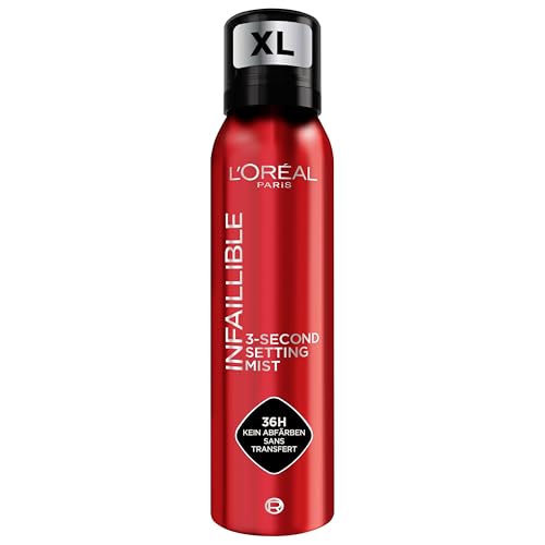 L'Oréal Paris Infaillible 3-second Setting Mist XL, Zum Fixieren von Make up, Transferfest in 3 Sekunden, Fixier-Spray für bis zu 36 Stunden Halt, 1 x 150 ml