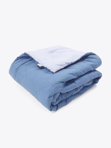 Image of Monte Carlo Polyester Comforter Single Bed | 200 GSM Lightweight & Reversible | Soft Quilt for Mild Winter | Easy Care All Season Comforter (Blue /Grey) | 59 x 87 Inches