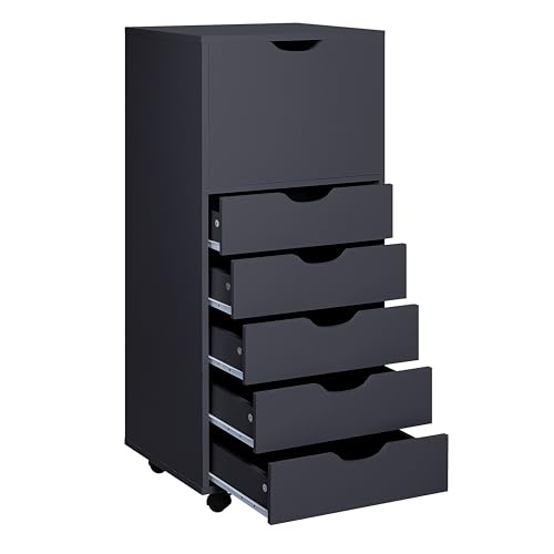 Image of Naomi Home 5 Drawer + 1 Cabinet Storage Organizer, Modern Mobile Cabinet for Home & Everyday Storage