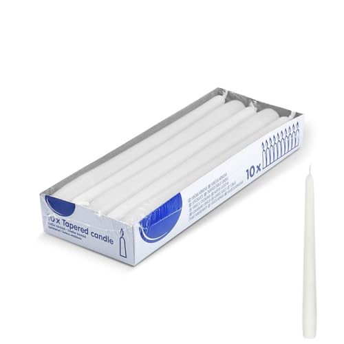 DeinPack 10 Spitzkerzen - Weiß - Dekorative Haushaltkerzen -...