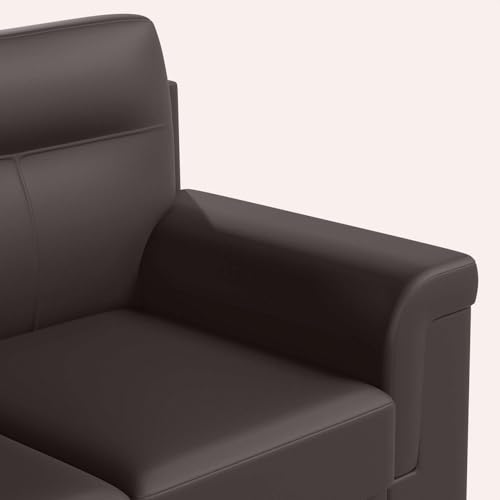 Image of Interio by Godrej Sofa Greta 2 Seater Synthetic Leather Sofa for Living Room, 1-Year Warranty, Solid Wood, Coffee Brown