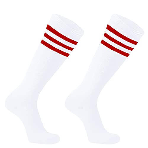 Image of DOOVID Casual Knee High Socks for Women Tube Socks Elasticity Athletic Socks Thin Stripe Knee High Stockings
