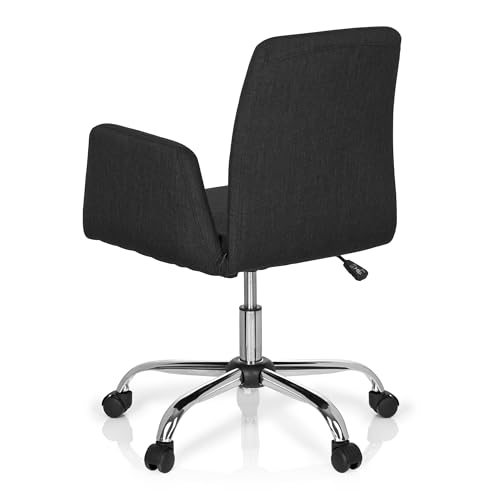 hjh OFFICE 723032 Living Stuhl Flow Stoff Schwarz Bürostuhl Drehsessel gepolstert mit Rollen & Wippfunktion, höhenverstellbar