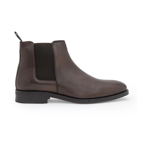 Image of Red Tape Men'S Boots Brown Leather Round Toe Elastic All-Day Comfort