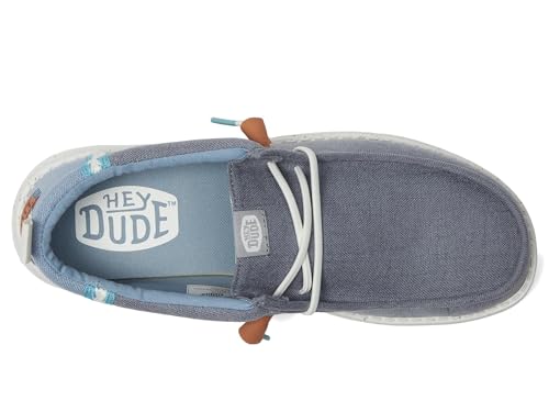 HEYDUDE Wally Craft Linen Monument Grey/Faded Denim Size 7, Men’s Shoes, Men's Slip-on Loafers, Comfortable & Light-Weight3