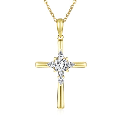 Cross Necklace for Women 925 Sterling Silver, Simple Cross Pendant Faith Religious Crucifix Jewelry