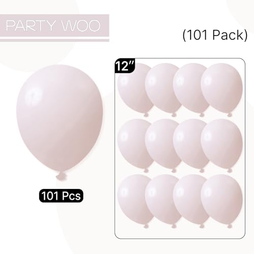 Image of PartyWoo Beige Balloons 101pcs 12 Inch Boho Cream Ivory Neutral White Latex Balloons for Graduation Wedding Anniversary Engagement Bridal Shower Baby Shower Birthday Party Decorations White-F60