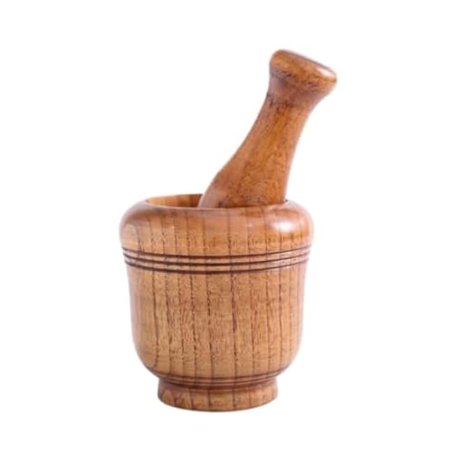 QUQUQ Mortar and Pestle Set Wooden Pestle Set Manual Garlic Press Garlic Mortar Household Garlic Masher Grinder Seasoning Spice Tools