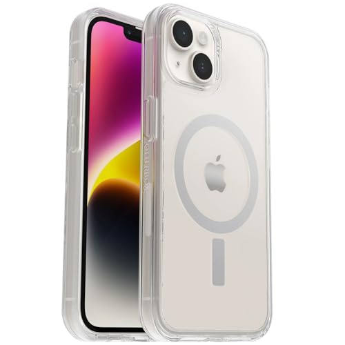 Image of OtterBox iPhone 14 & iPhone 13 (Only) - Symmetry Clear Series+ Case - Clear - Ultra-Sleek - Snaps to MagSafe - Raised Edges Protect Camera & Screen - Non-Retail Packaging