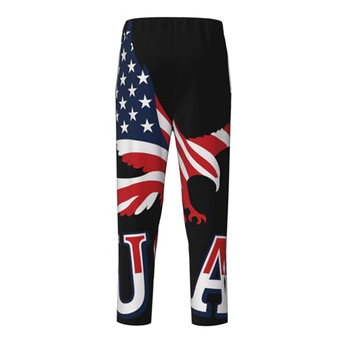 Eagle Usa Flag Pattern Print Snug Plaid Pajama Pants Adjustable Elastic Waistband Practical Side Pockets Enjoy2