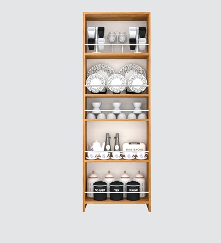 Image of SPECIALITY PANELS Kitchen Cabinet with 5 Open Shelves | Crockery Storage Cabinet | Space Organizer | Termites Resistance | Free Standing Wooden Cupboard for Kitchen Office Home | Dark Wood Finish