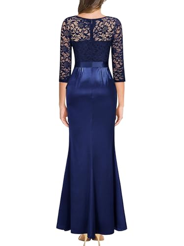 Image of MISSMAY Women's Vintage Floral Lace Ruffle Half Sleeve Evening Party Formal Long Dress