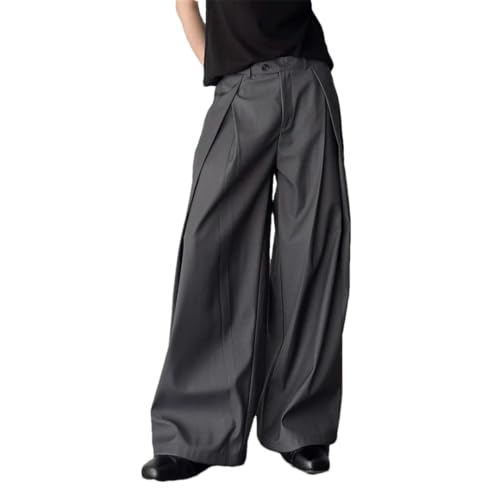 Mens Trousers Pleated Casual Suit Pants Daily Loose Versatile Wide-Leg Pants - Main Image