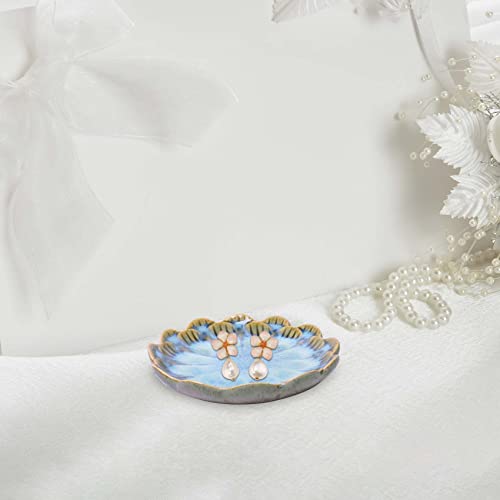 Nideen Ceramic Trinket Dish Ring Dish for Jewellery, Trinket Tray Jewelry Plate Dish for Rings, Earrings, Necklace, Gifts for Women Birthday Wedding Engagement Gift, Blue - Cosy Home Interiors Nideen Ceramic Trinket Dish Ring Dish for Jewellery, Trinket Tray Jewelry Plate Dish for Rings, Earrings, Necklace, Gifts for Women Birthday Wedding Engagement Gift, Blue - Image 5