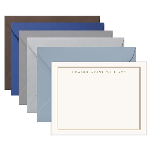 Lemon Grace Co Personalized Mens Stationery Set, Professional Stationery Note Cards with Envelopes,...