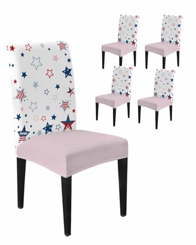 Dining Room Chair Covers Set of 4, Memorial Day American National Flag Stretch Spandex Parsons Chair...