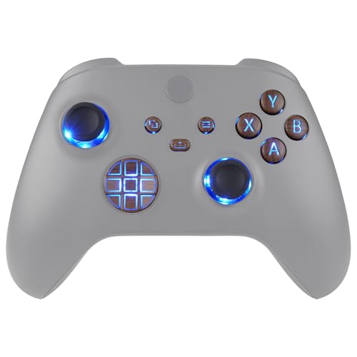 eXtremeRate Multi-Colors Luminated D-pad Thumbsticks Start Back Sync ABXY Buttons for Xbox Series X/S Controller, Wood Grain Classical Symbols Button DTF V2 LED Kit for Xbox Core Controller Model 1914
