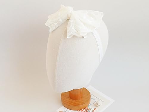 Large White Lace Bow Headband for Baby Girls, Soft Elastic Baby Headband Fits Newborn to 2 Years, Handmade Elegant Infant Hair Accessory for Baptism, Christening, Special Occasions2