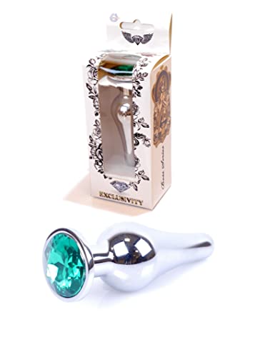 Bossoftoys - 64-00078 – Plug anal argenté – avec pierre verte – Longueur 9 cm – Diamètre 2,9 cm – Boîte de fenêtre colorée