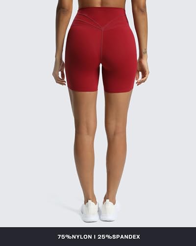 Image of Aoxjox Trinity Workout Biker Shorts for Women Tummy Control High Waisted Exercise Athletic Gym Running Yoga Shorts 6 inch