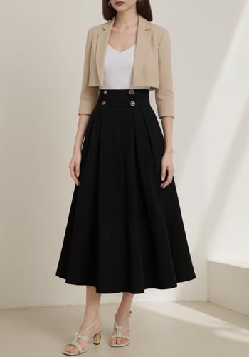 Women's A Line Skirt Casual High Waisted Satin Fluid Drape Flowy Pencil Skirts Pleated Midi Skirt3