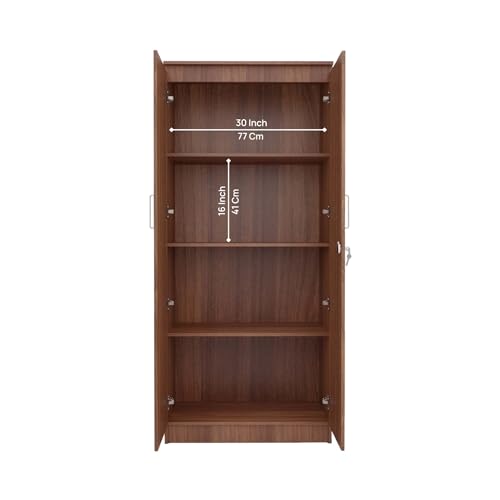 Image of COUCH CULTURE Mono Engineering Wood 2 Door Wardrobe | Almirah for Clothes Wooden | Wardrobe Organizer for Clothes | Multipurpose Almirah for Storage Bedroom | 1 Year Warranty - Leon Teak Finish