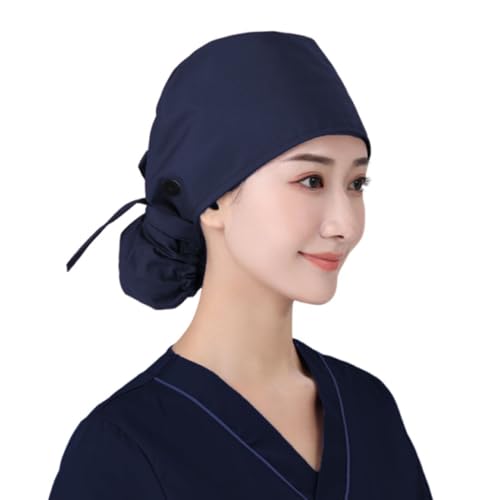 UEIOAVL calot chirurgien femme Calot de Cuisinier et Chapeaux de Travail pour Femmes Chirurgiens (Bleu foncé)