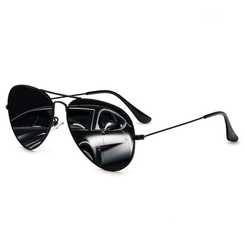 MMOWW Gafas de Sol Polarizadas de Moda Metálicas Clásico Retro para Mujeres y Hombres, con Protección UV400 Ideal Para Conducir, Pescar, Hacer Senderismo y Viajar (Negro - Gris)