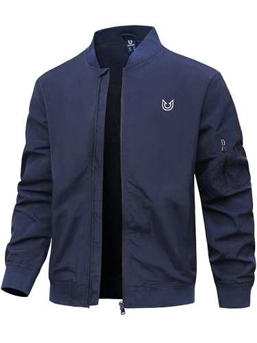 NORTHYARD Men's Bomber Jacket Lightweight Casual Windbreaker Zip Up Fashion Windproof Coat Spring Fall Navy 2XL