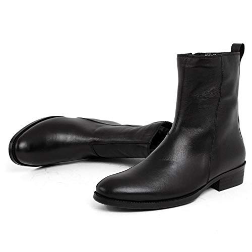 Ankle Boot for Men Mid-Calf Boot Slip On StyleGenuine Leather Side Zipper Pointed Toe Outsole Easy Care4