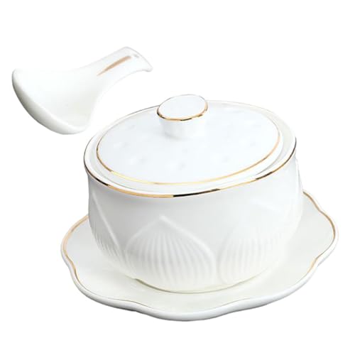 TOBBOMEY Cuencos de para Estofado con Tapa y Cuchara Recipientes Pequeños Multiusos para Sopa Estofado y Vapor Diseño Elegante y Fácil Limpieza para Cocina Diaria