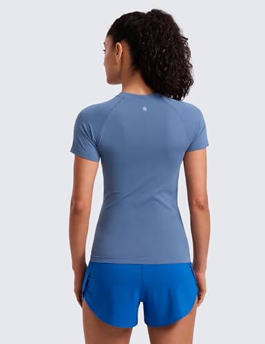 Image of CRZ YOGA Seamless T-Shirt Hip Length | Training, Chafe-Free, Slim Fit, Raglan Sleeves, Mesh Vents, Workout, Short Sleeve Tops for Women
