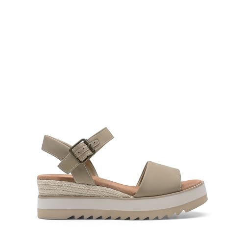 DREAM PAIRS DREAM PAIRS Women's Open Toe Buckle Ankle Strap Espadrille Platform Wedge Sandals,Size 7.5,Taupe,DWUMPS2504