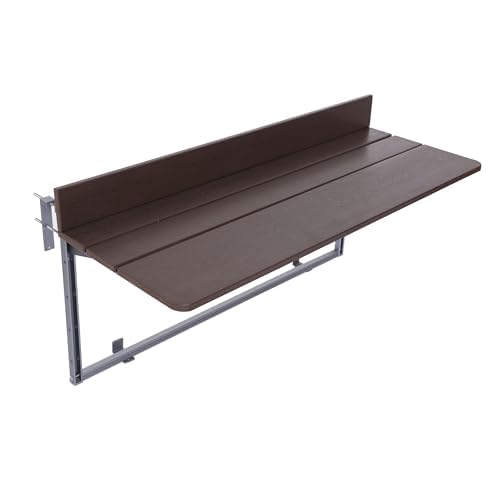 SKVSKV Balcony Bar Table for Railings Folding Hanging Outdoor Adjustable Deck Rail Table for Patio, Garden(Brown, 80 * 37cm / 31.4 * 14.56inch)