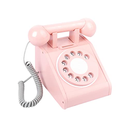 NUOBESTY Holztelefon Für Simuliertes Retro Telefon Pink Pädagogisches...