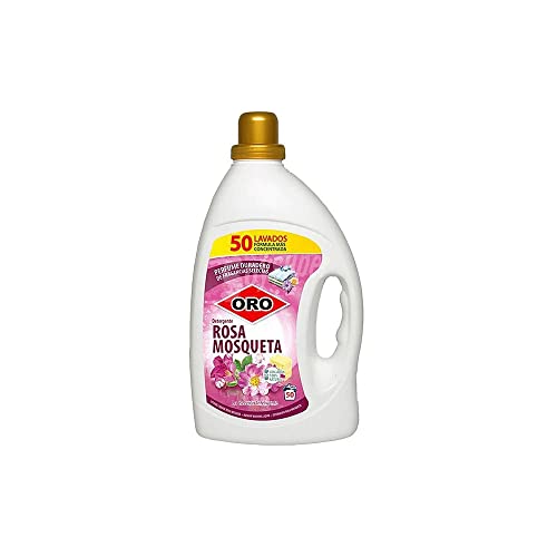 ORO Detergente líquido para lavadora - Jabón Rosa Mosqueta 2,5 litros - 50 lavados - Gran poder antimanchas y máxima blancura - Jabón 100% natural