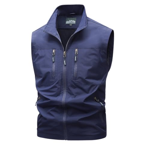 Gilet sans manches multi-poches homme pour éviter l'encombrement avec col montant zippé