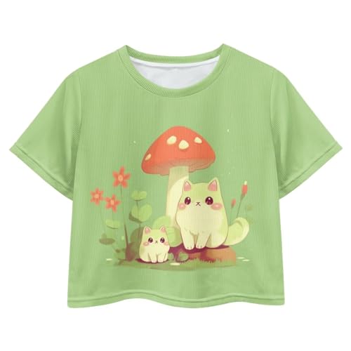 Tongluoye Crop Tops for Girls Summer Shirts for Teen Girls 2XS-L Short Sleeve Top