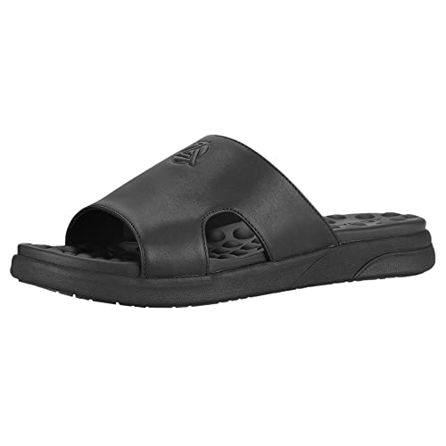 ZEBA Black Leather Sandals for Men