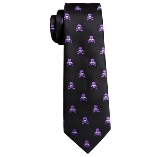Image of Barry.Wang Man Tie Sets Skull Ties Animal Extra Long Necktie Silk Woven Handkerchief Cufflinks Festival Party Gift