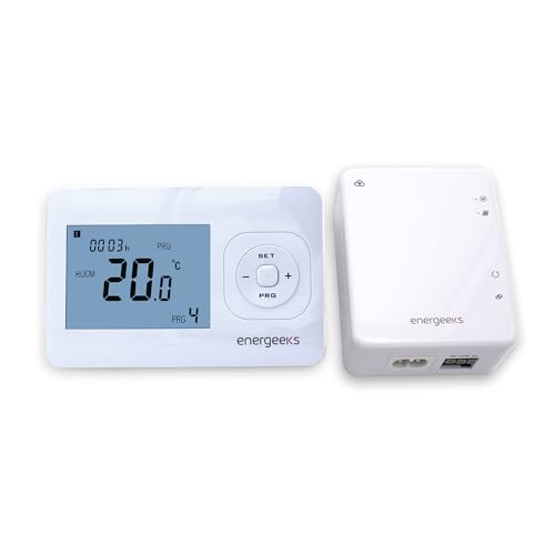 Energeeks Jasper - Termostato WiFi Inteligente - Automático y Programable - Compatible con Calderas de Gas, Gasoil, Pellet y Suelo Radiante - Control Remoto por App - Compatible con Alexa y Google