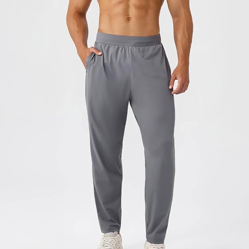Men's Quick Dry Elastic Pants Casual Fashion Pockets Sport Solid Color Skinny Pants Training Long Trousers2